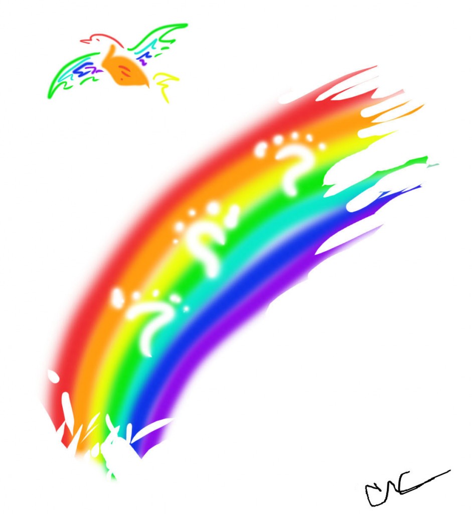 bird and rainbow