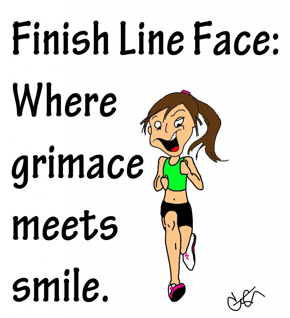 finish line face woman running