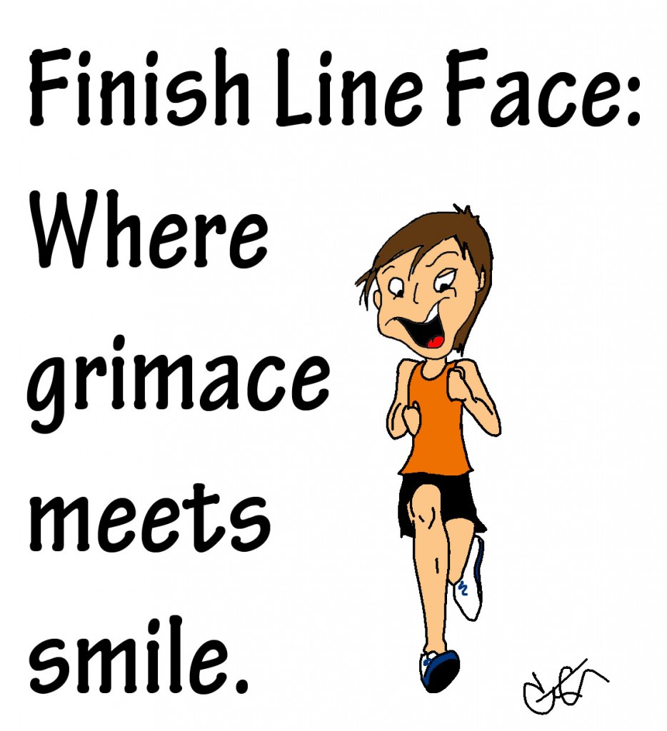 finish line face man running