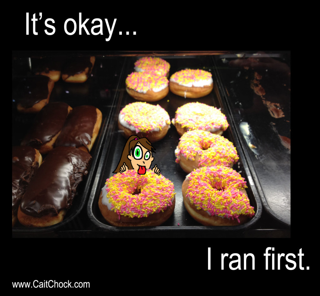 runner licking donut