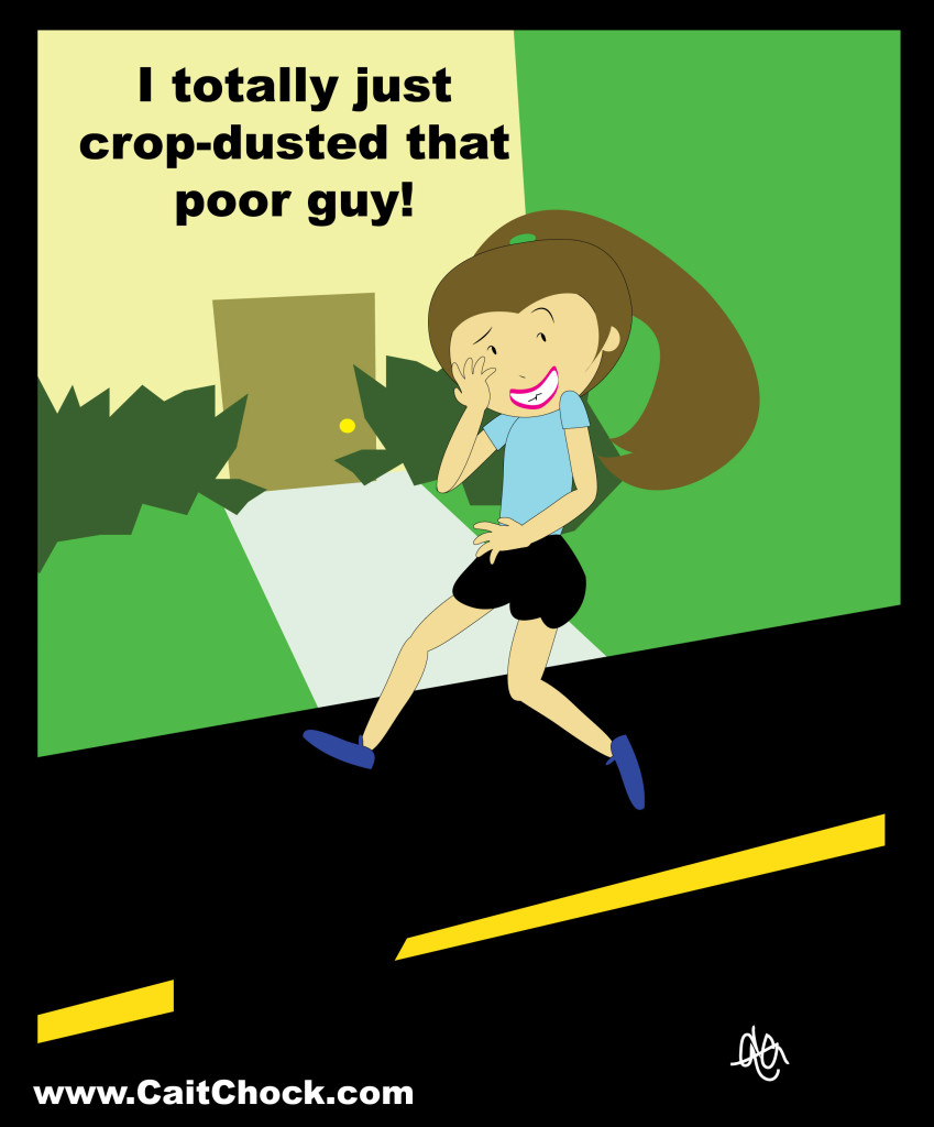 running cartoon cropdusting