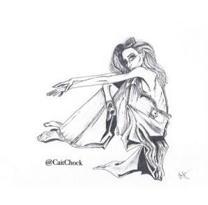 cait chock jeans black and white drawing
