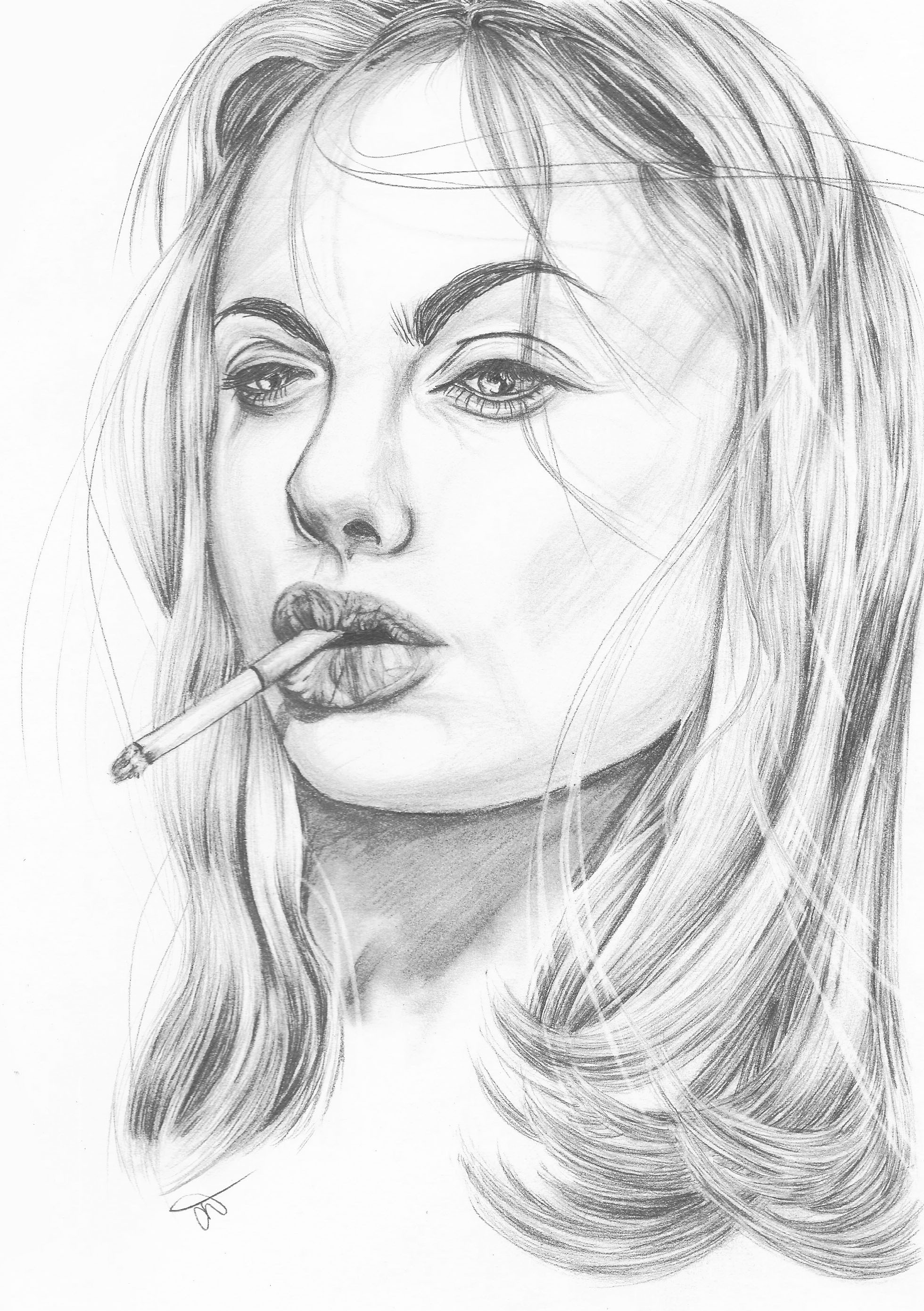 angeline jolie from girl interrupted pencil drawing