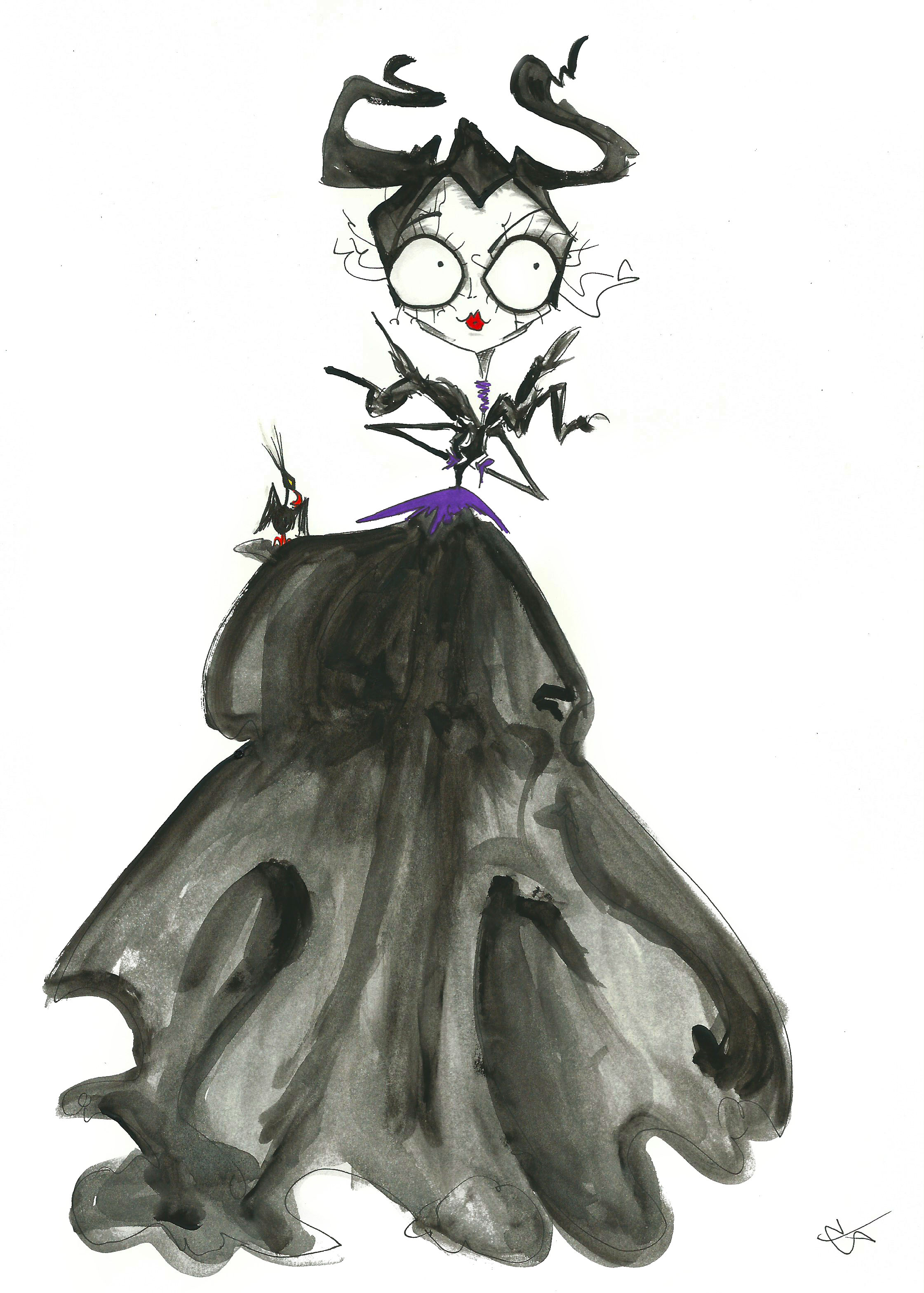 Maleficent disney sleeping beauty illustration painting print