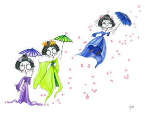 geishas and cherry blossoms