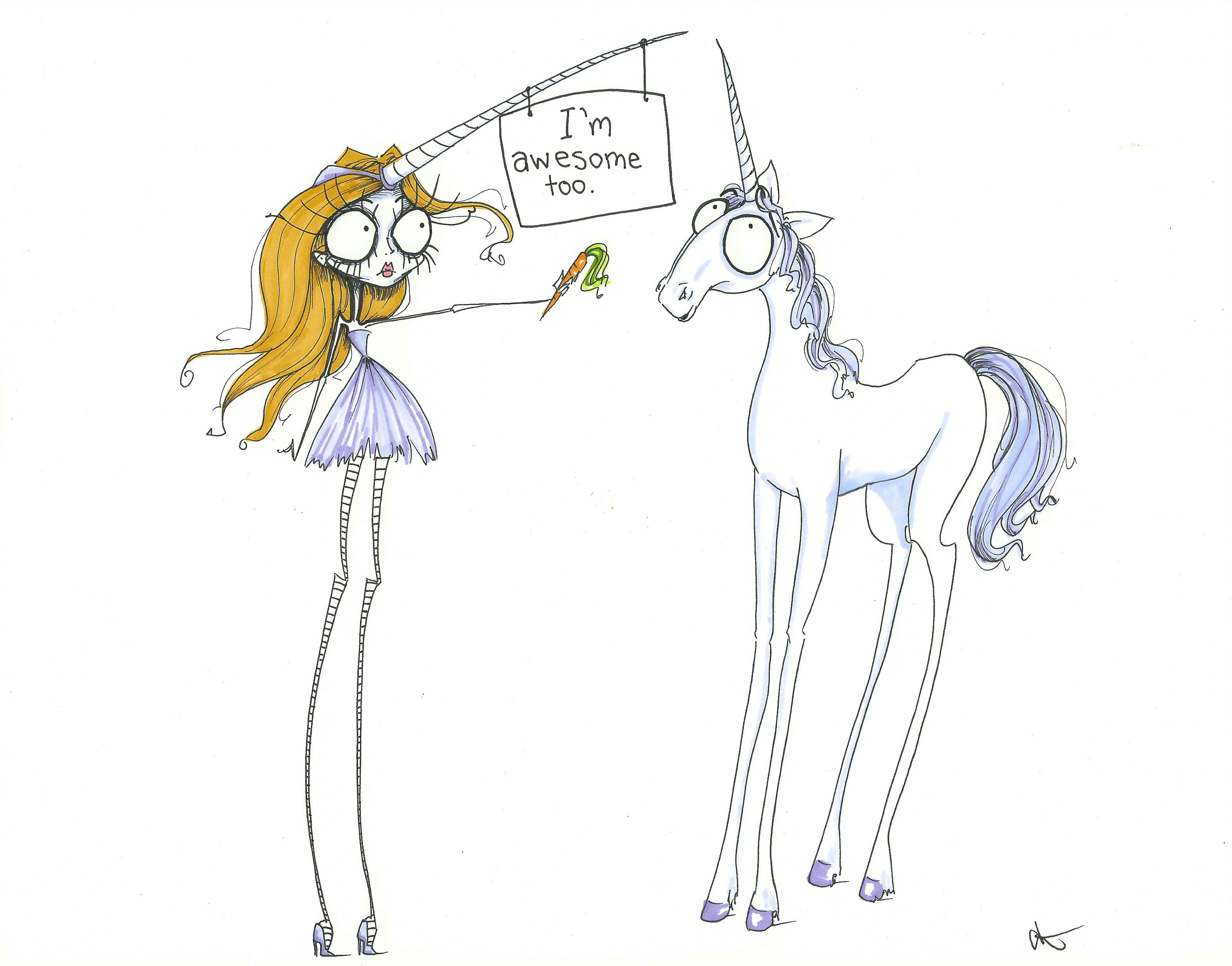 unicorn princess girl art print illustration